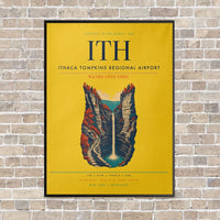 Thumbnail for Ithaca Tompkins Regional Airport ITH vertical canvas print - framed - yellow background