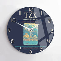 Thumbnail for Trabzon Airport (TZX) design on navy blue no frame wall clock