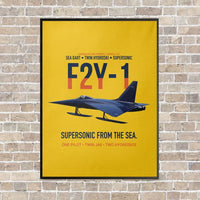 Thumbnail for F2Y-1 Sea Dart Supersonic from the Sea vertical canvas print - framed - yellow background