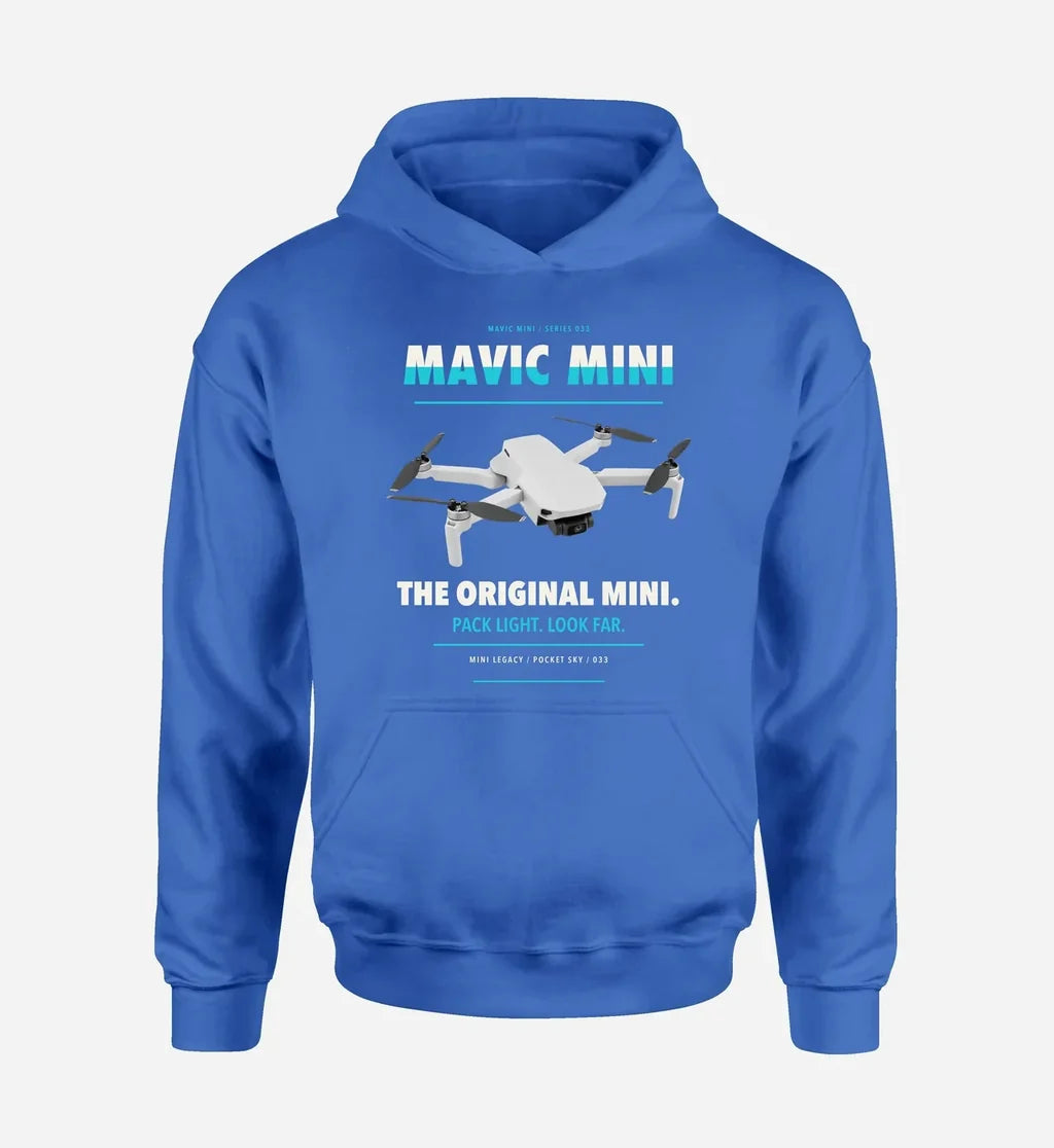 DJI Mavic Mini design on blue hoodie single side