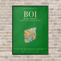 Thumbnail for Boise Airport BOI - Canvas Framed - Green