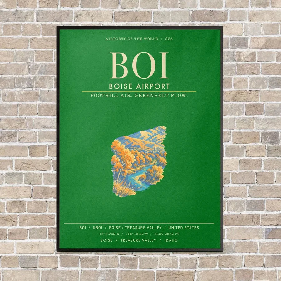 Boise Airport BOI - Canvas Framed - Green