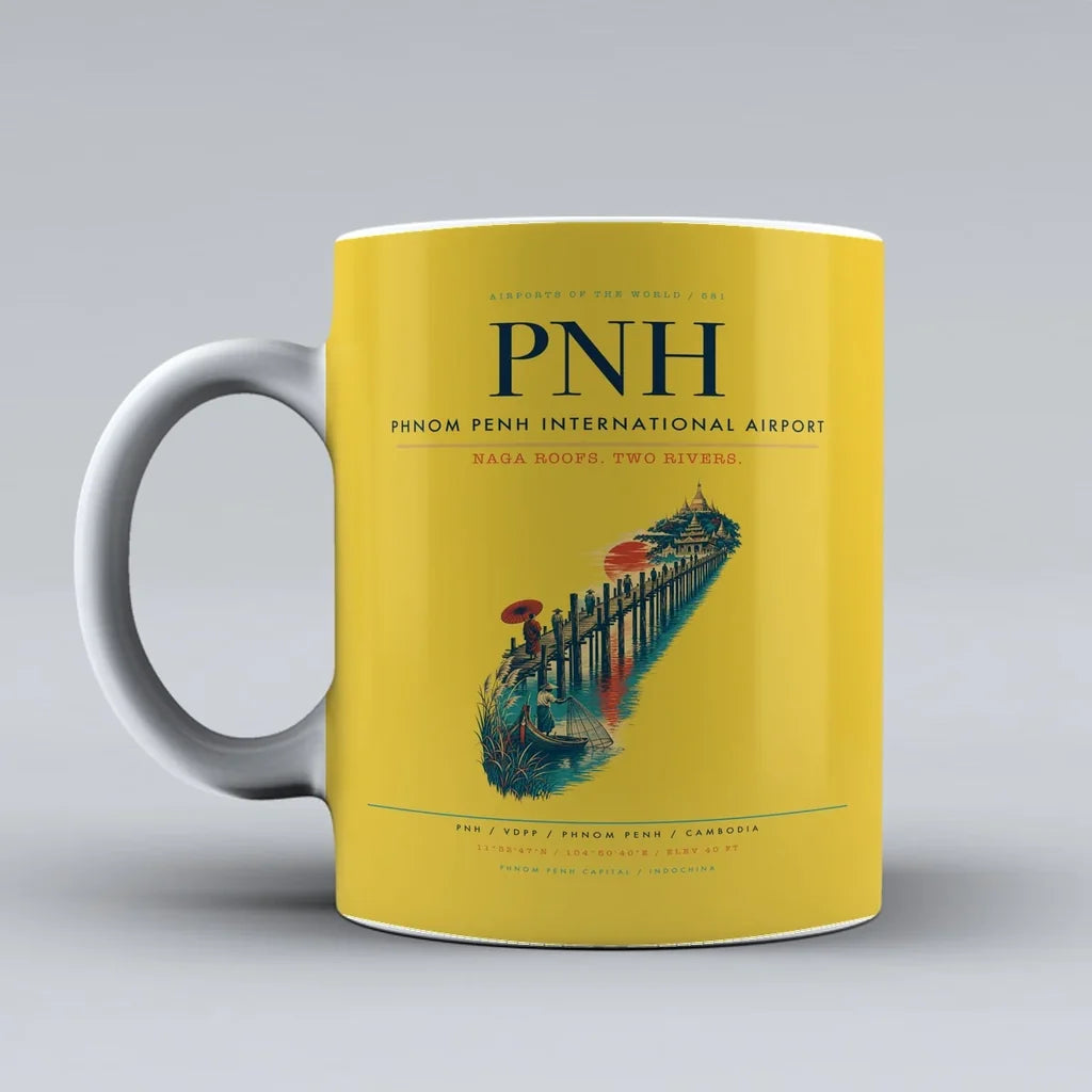 Penh International Airport PNH Mug design on yellow phnom