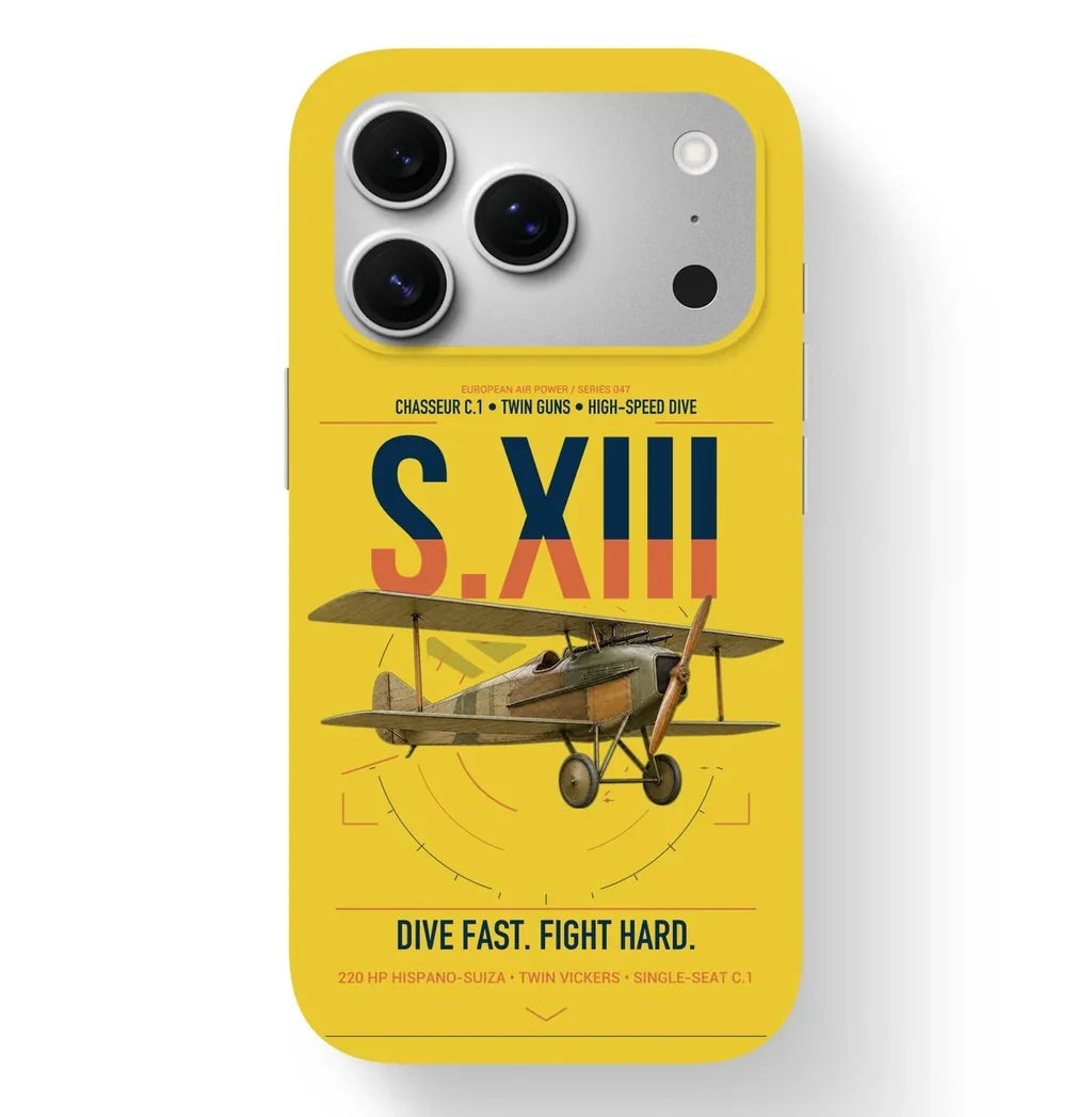 SPAD S.XIII C.1 design on yellow magsafe iphone case, for iPhone 17 Pro