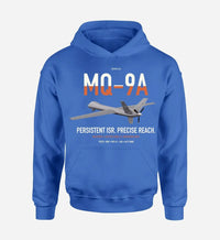 Thumbnail for MQ-9A Reaper design on blue double-side hoodie, single-side print