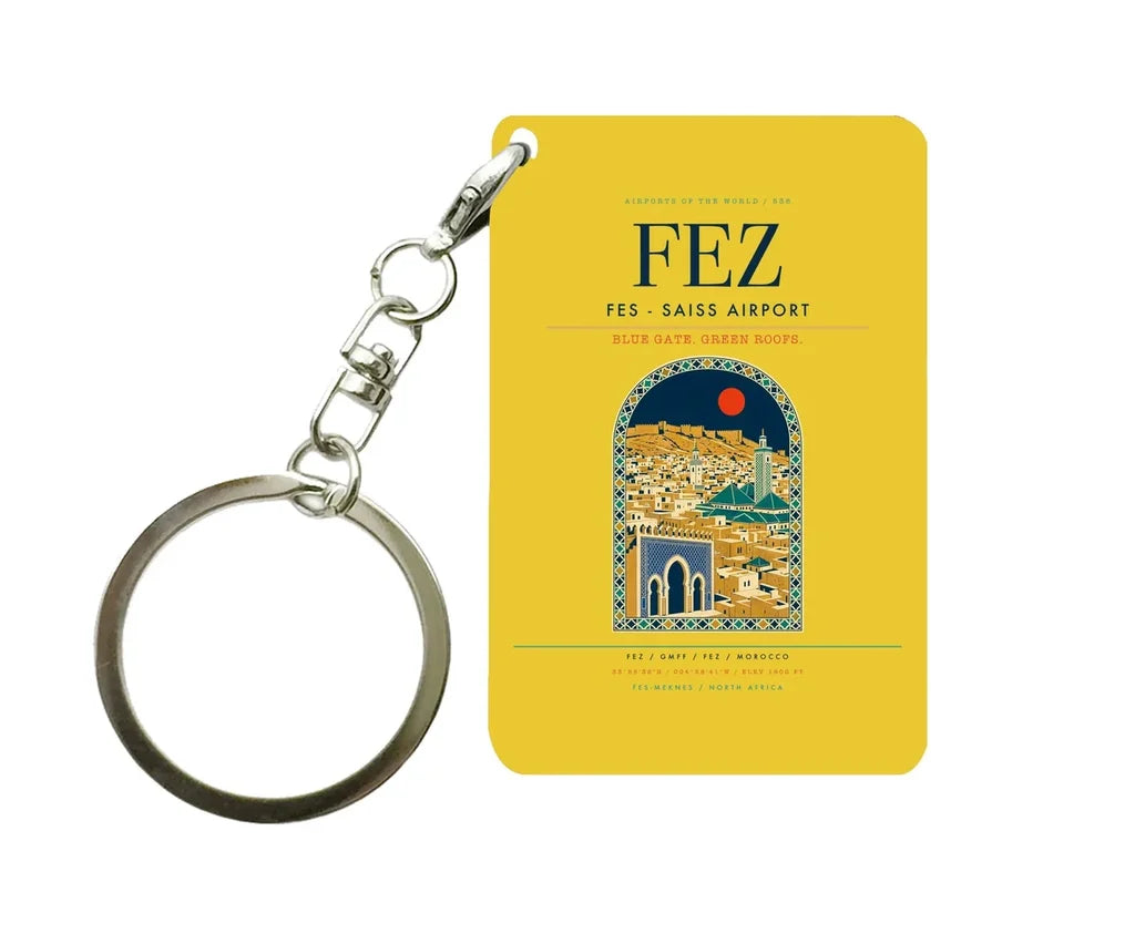 Fes - Saiss Airport FEZ Key Chain design on yellow key chain