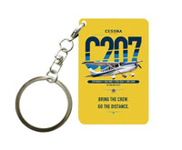 Thumbnail for Cessna T207A Stationair 8 design on yellow designed key chain, double-side print