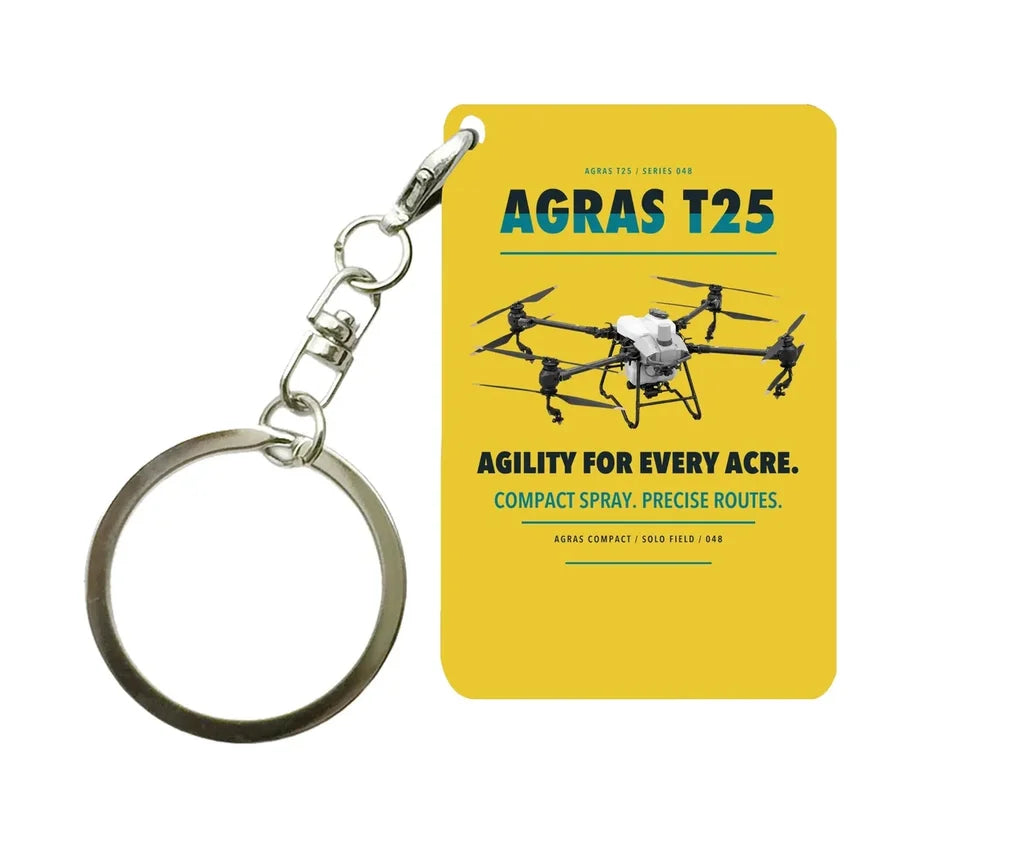 DJI Agras T25 Key Chain design on yellow key chain