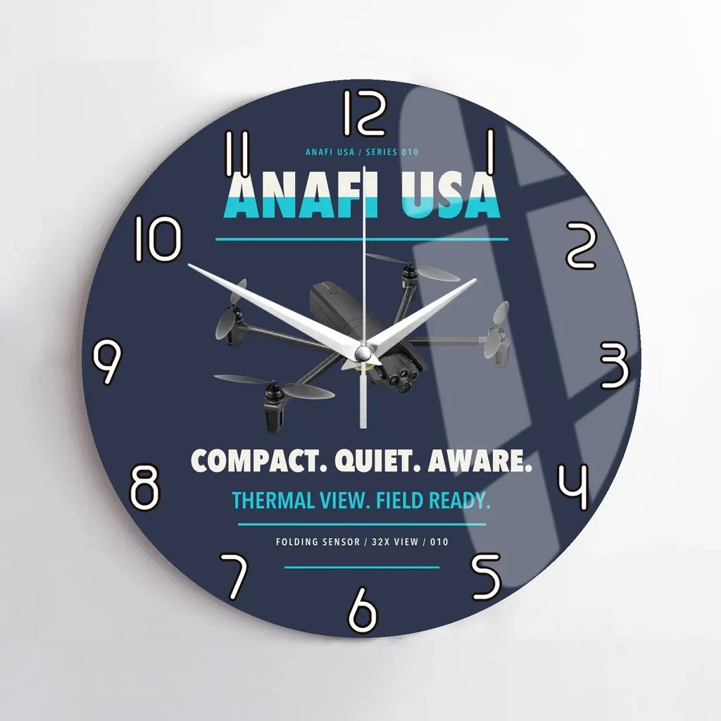 Parrot ANAFI USA design on navy blue no frame wall clock