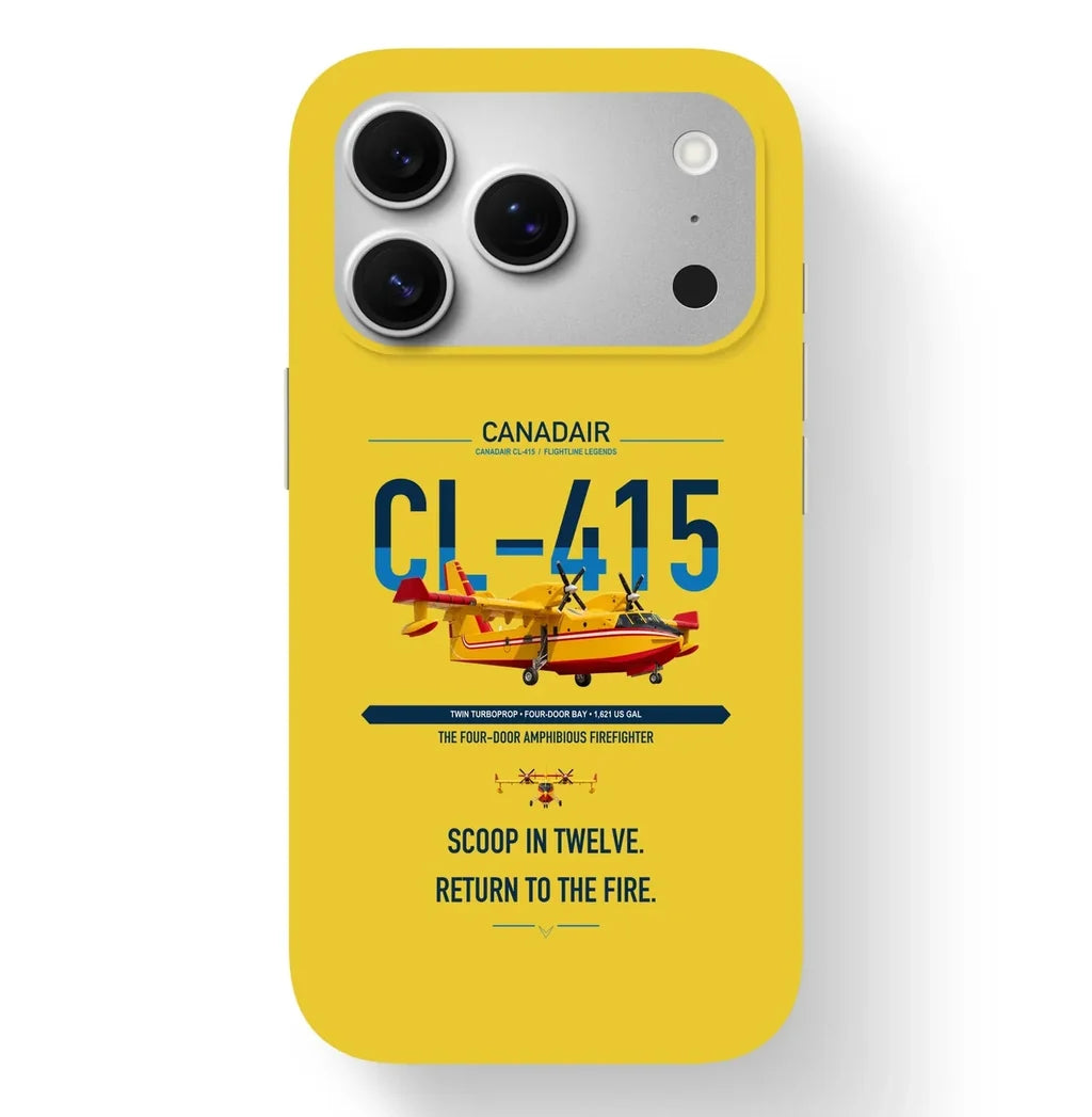 Canadair CL-415 design on yellow magsafe iphone case, for iPhone 17 Pro
