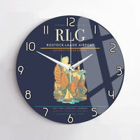 Thumbnail for Rostock-Laage Airport (RLG) design on navy blue no frame wall clock