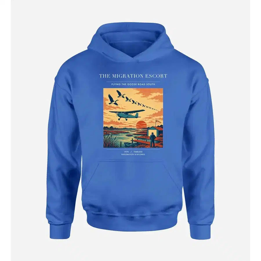 VINTAGE G4448 - The Migration Escort - Premium Hoodie design on blue premium