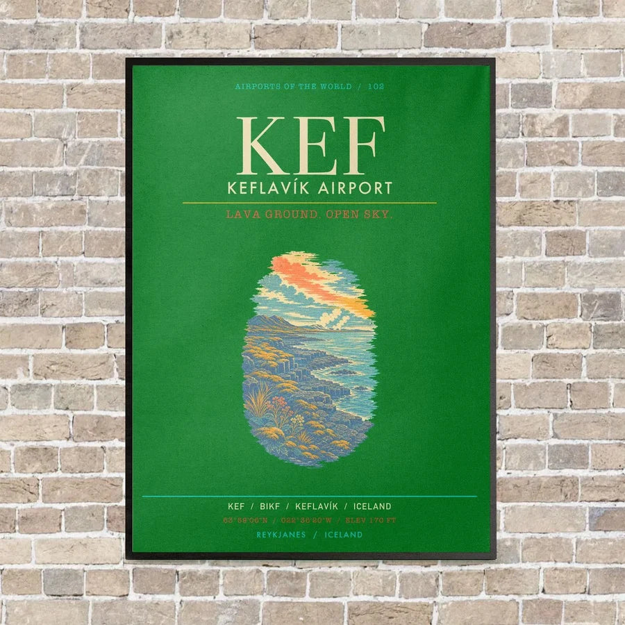 Keflavik Airport KEF - Canvas Framed - Green