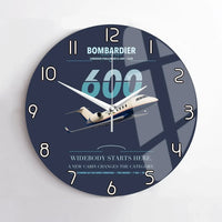 Thumbnail for Bombardier Challenger 600 design on navy blue no frame wall clock