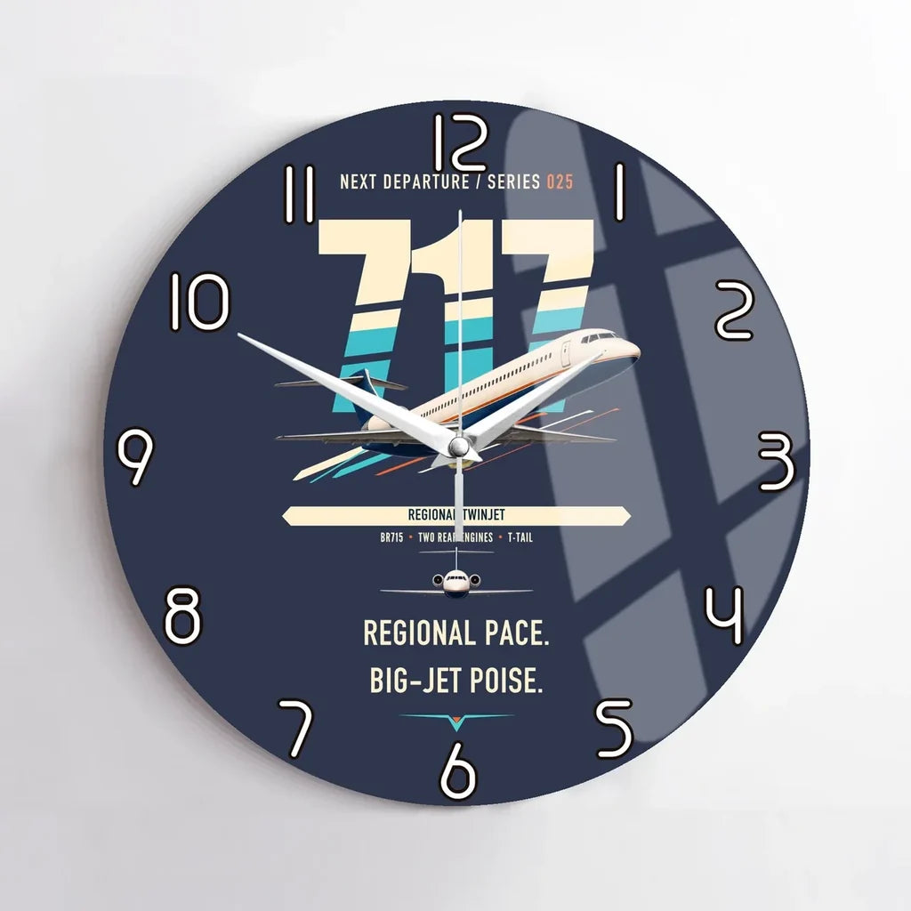 Boeing 717-200 design on navy blue no frame wall clock