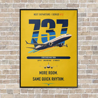 Thumbnail for Boeing 737 MAX 9 vertical canvas print - framed - yellow background