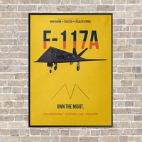 Thumbnail for F-117A Nighthawk Own The Night vertical canvas print - framed - yellow background