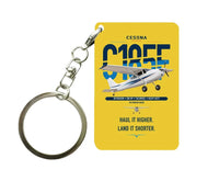 Thumbnail for Cessna A185F Skywagon design on yellow designed key chain, double-side print