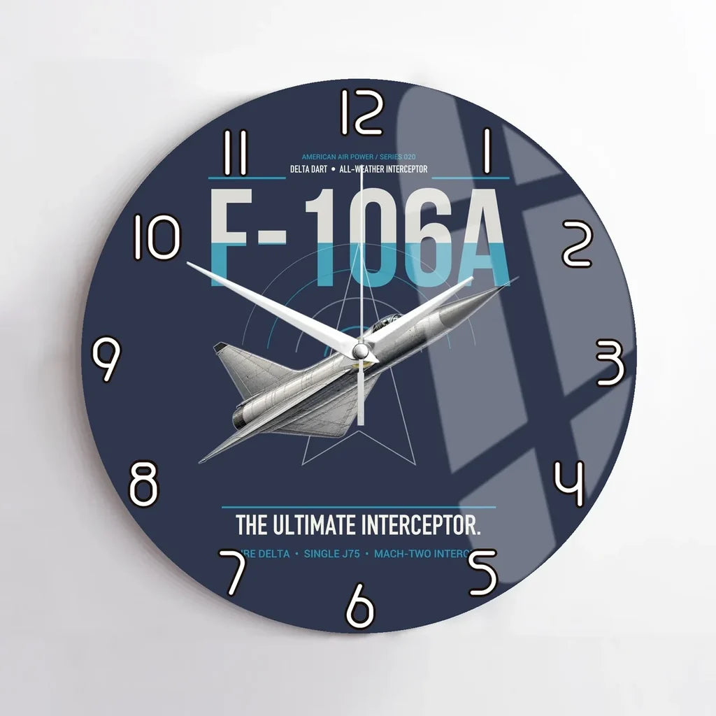 F-106A Delta Dart design on navy blue no frame wall clock