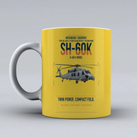 Thumbnail for Mitsubishi Sikorsky SH-60K design on yellow ceramic mug, double-side print