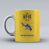 Thumbnail for Airbus H215 design on yellow ceramic mug, double-side print