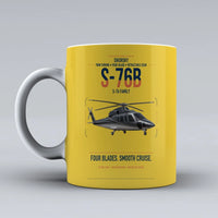 Thumbnail for Sikorsky S-76B design on yellow ceramic mug, double-side print