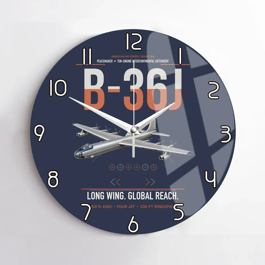 B-36J Peacemaker design on navy blue no frame wall clock