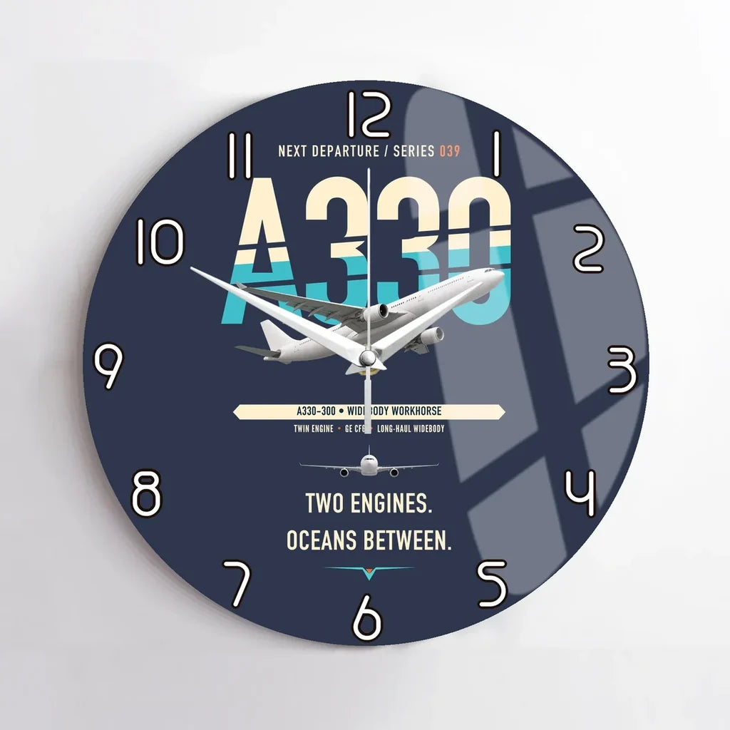Airbus A330-300 design on navy blue no frame wall clock