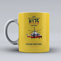 Thumbnail for Airbus H175 design on yellow ceramic mug, double-side print