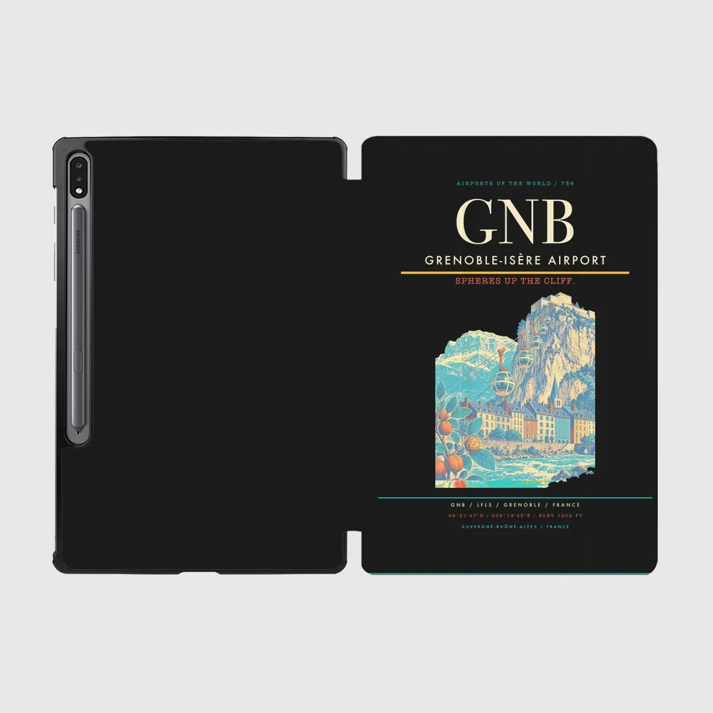 Grenoble-Isère Airport (GNB) design on black samsung tablet tablet case