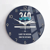 Thumbnail for Beechcraft King Air 360 design on navy blue no frame wall clock