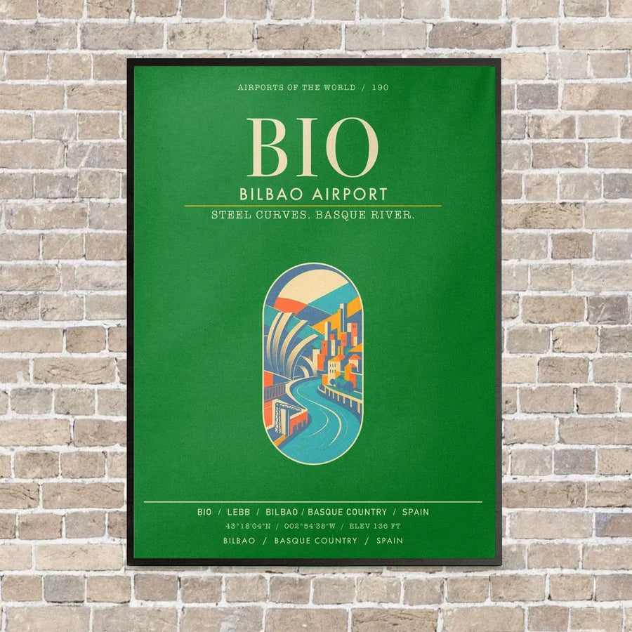 Bilbao Airport BIO - Canvas Framed - Green