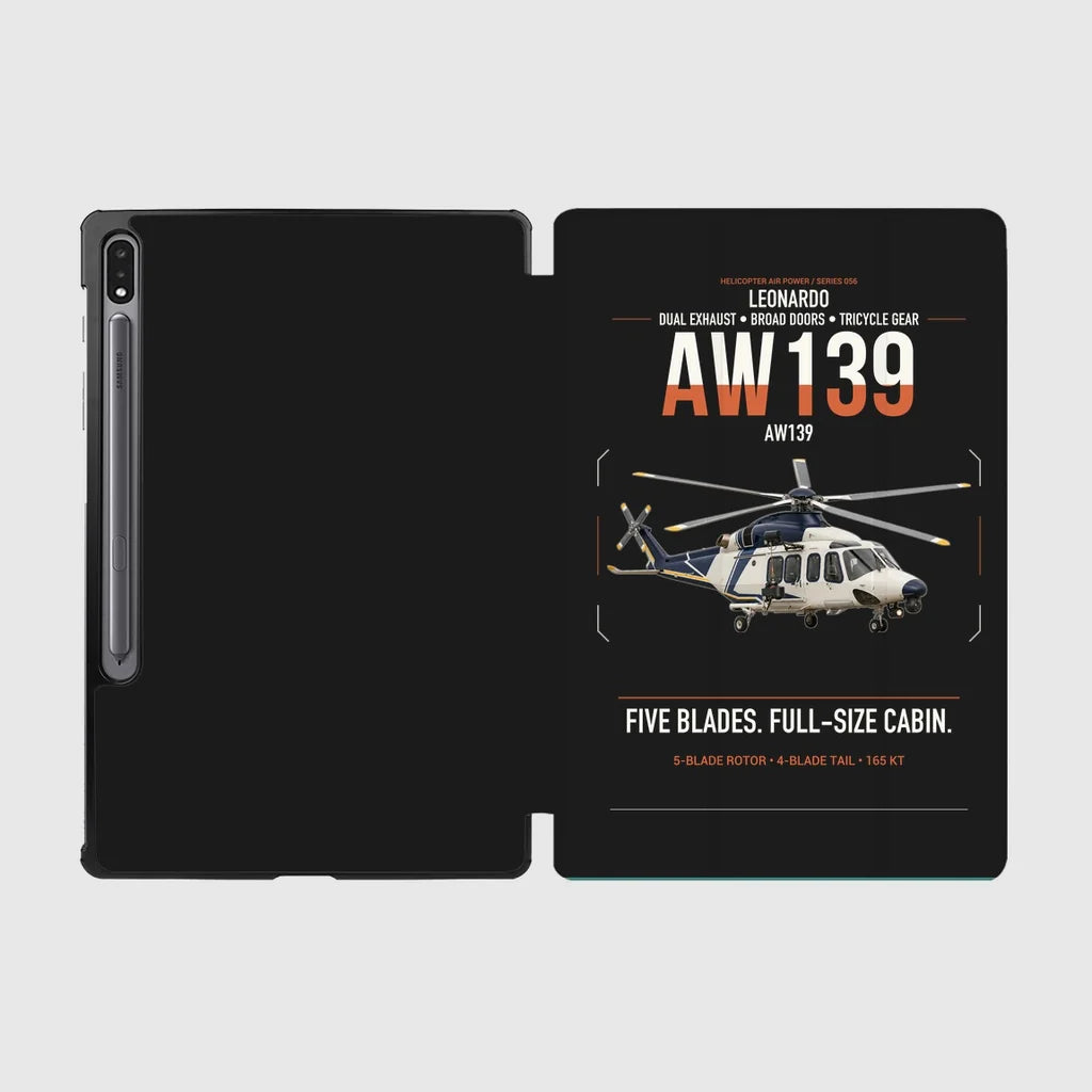 Leonardo AW139 design on black samsung tablet tablet case
