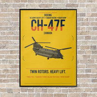 Thumbnail for Boeing CH-47F Chinook vertical canvas print - framed - yellow background