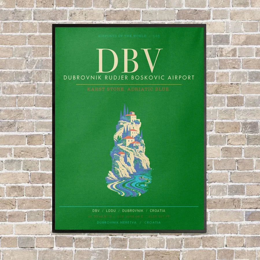 Dubrovnik Ruer Boskovic Airport DBV - Canvas Framed - Green
