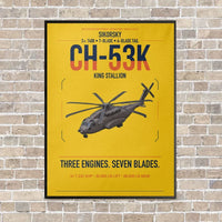 Thumbnail for Sikorsky CH-53K King Stallion vertical canvas print - framed - yellow background