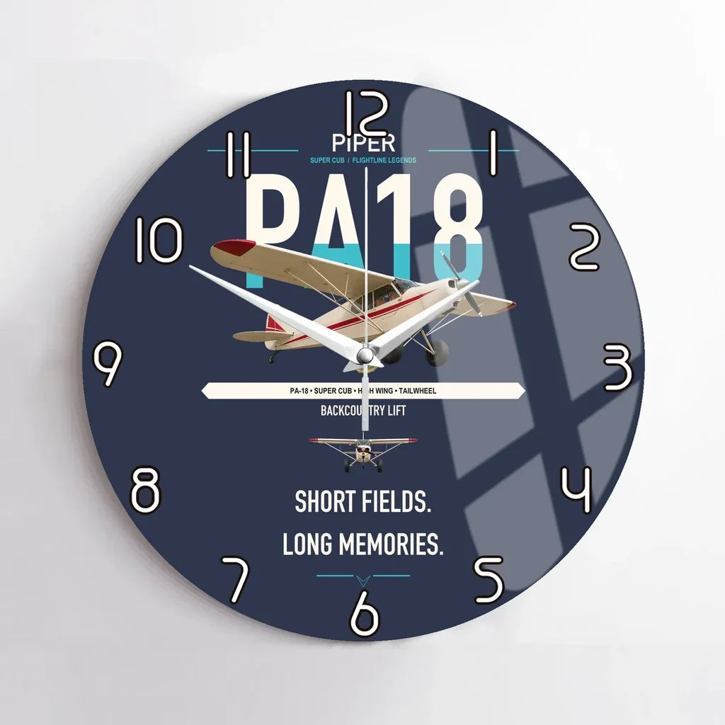 Piper PA-18 Super Cub design on navy blue no frame wall clock