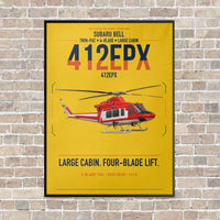 Thumbnail for SUBARU Bell 412EPX vertical canvas print - framed - yellow background