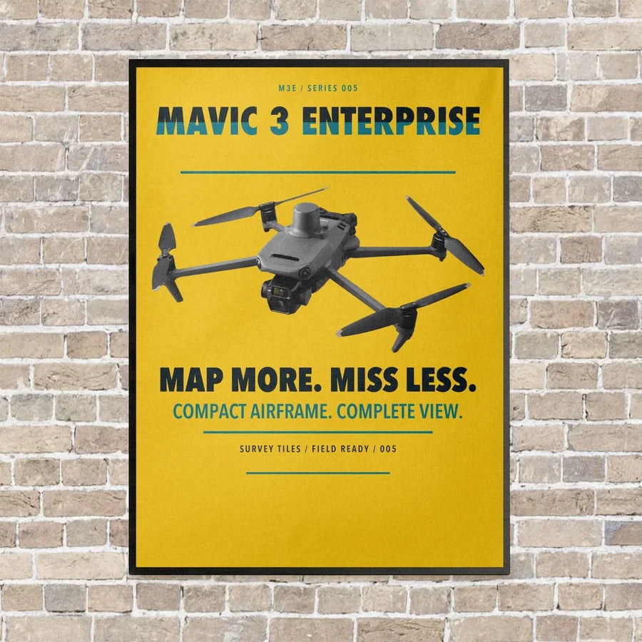 DJI Mavic 3 Enterprise vertical canvas print - framed - yellow background