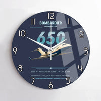 Thumbnail for Bombardier Challenger 650 design on navy blue no frame wall clock