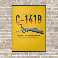 Thumbnail for C-141B Starlifter vertical canvas print - framed - yellow background