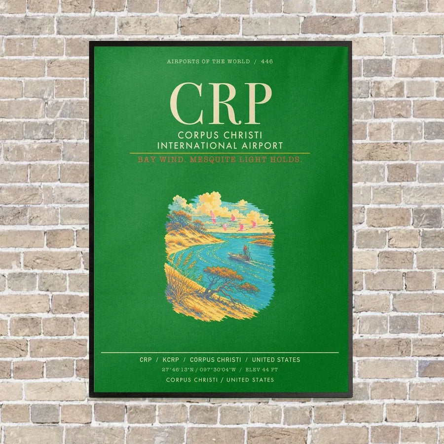 Corpus Christi International Airport CRP - Canvas Framed - Green