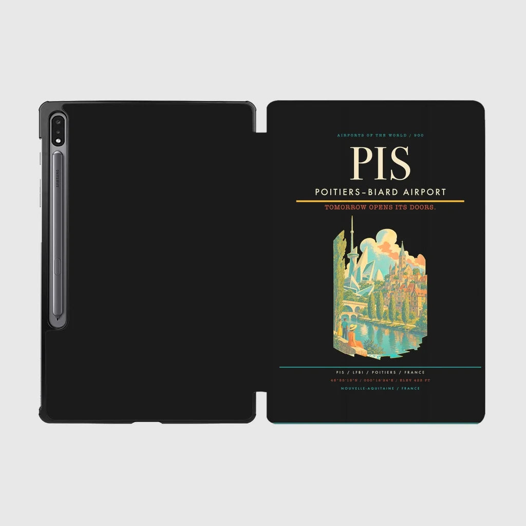 Poitiers–Biard Airport (PIS) design on black samsung tablet tablet case