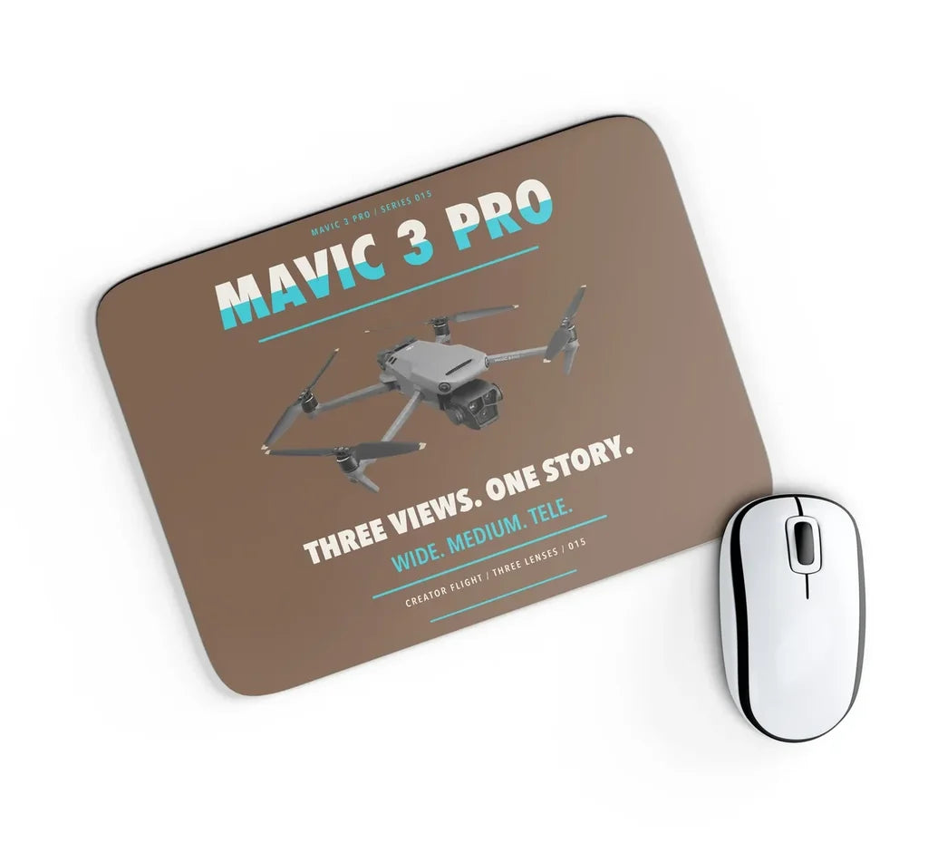 DJI Mavic 3 Pro design on brown rectangle mouse pad