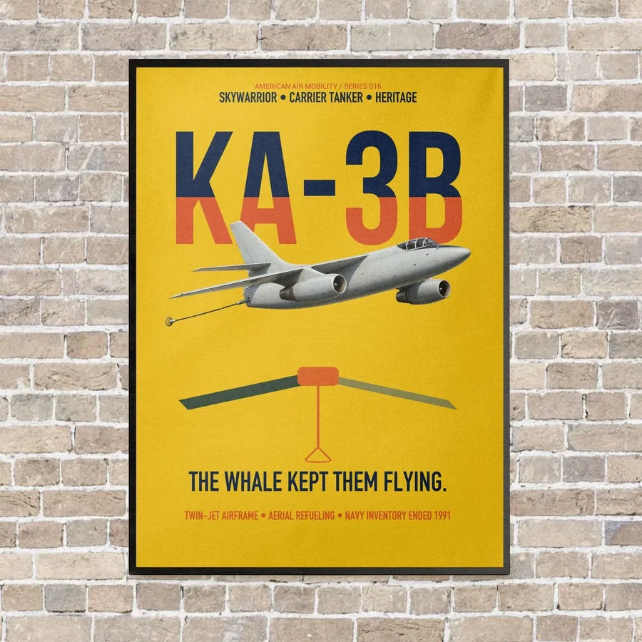KA-3B Skywarrior vertical canvas print - framed - yellow background