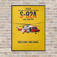 Thumbnail for Sikorsky S-92A vertical canvas print - framed - yellow background