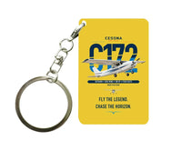 Thumbnail for Cessna 172 Skyhawk design on yellow designed key chain, double-side print