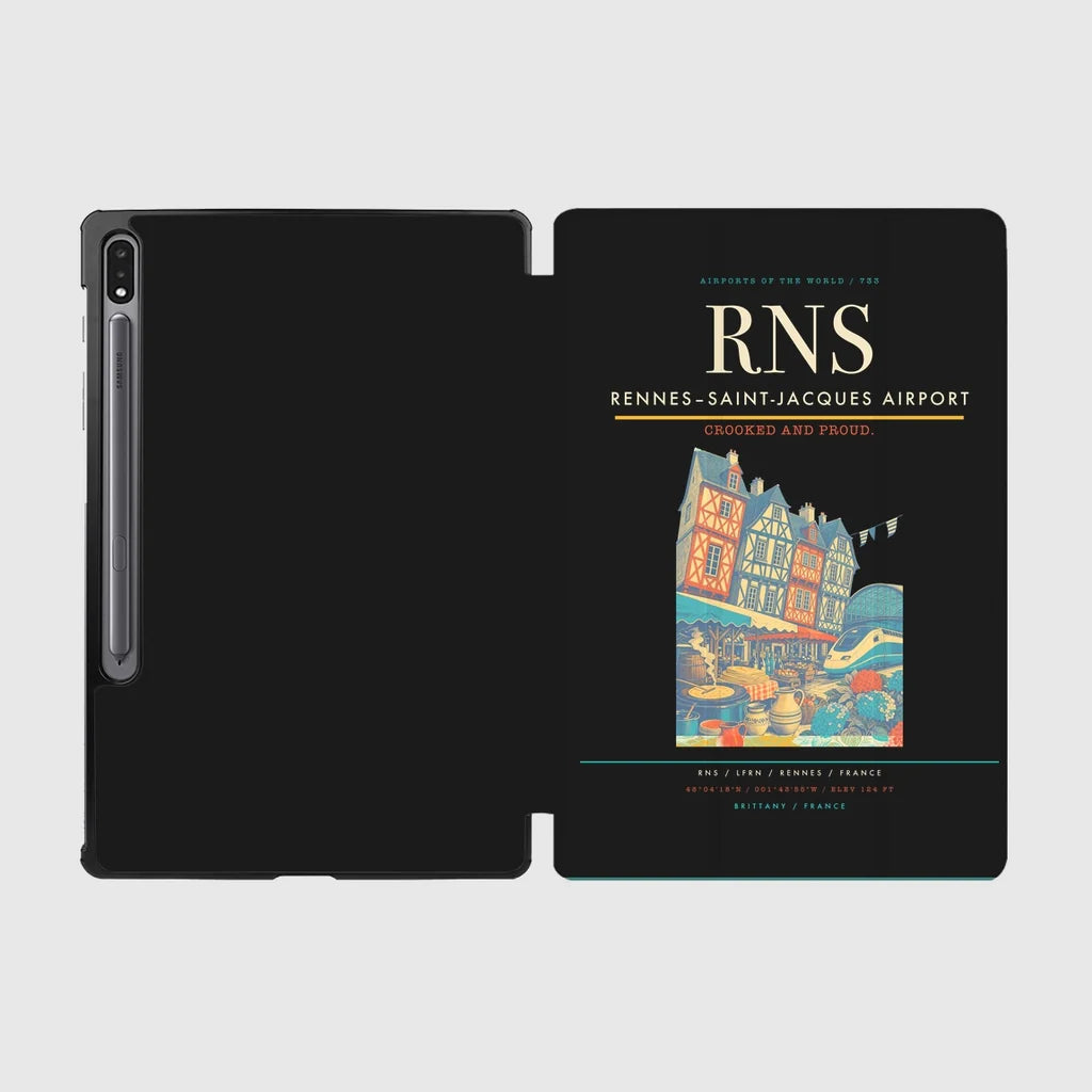 Rennes–Saint-Jacques Airport (RNS) design on black samsung tablet tablet case