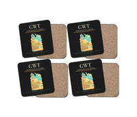 Thumbnail for Westerland Sylt Airport (GWT) design on black 4 pieces set coaster