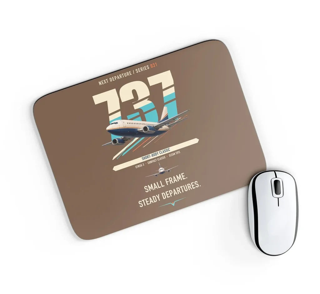Boeing 737-500 Classic design on brown rectangle mouse pad